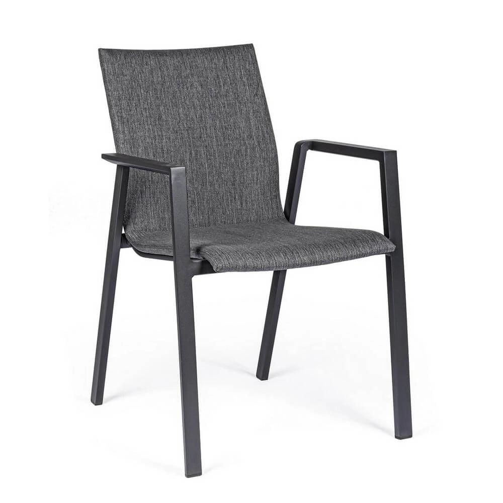 Set di 4 Sedia da Esterno con Braccioli in Alluminio e Tessuto - CLASSICAL