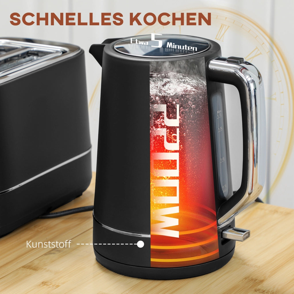 Set Bollitore 1,7L e Tostapane 6 Livelli ¨C Xylo ¨C Nero/Acciaio