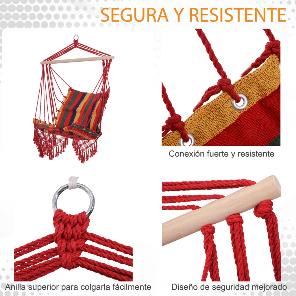 Sedia a dondolo sospesa ¨C zephmum ¨C Multicolor, tessuto di cotone e poliestere, 100x60x100 cm