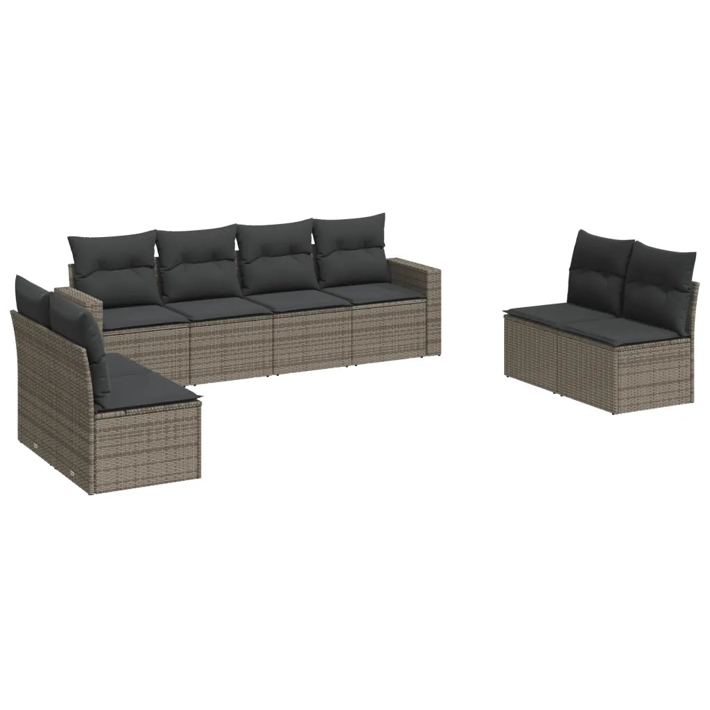 Set Divano da Giardino 8 pz con Cuscini Grigio in Polyrattan 3218840