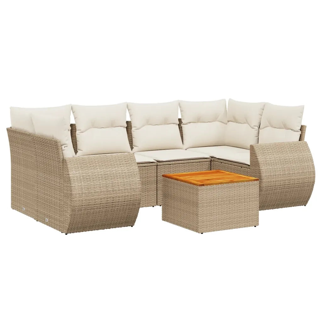 Set Divani da Giardino 7 pz con Cuscini Beige in Polyrattan 3224903