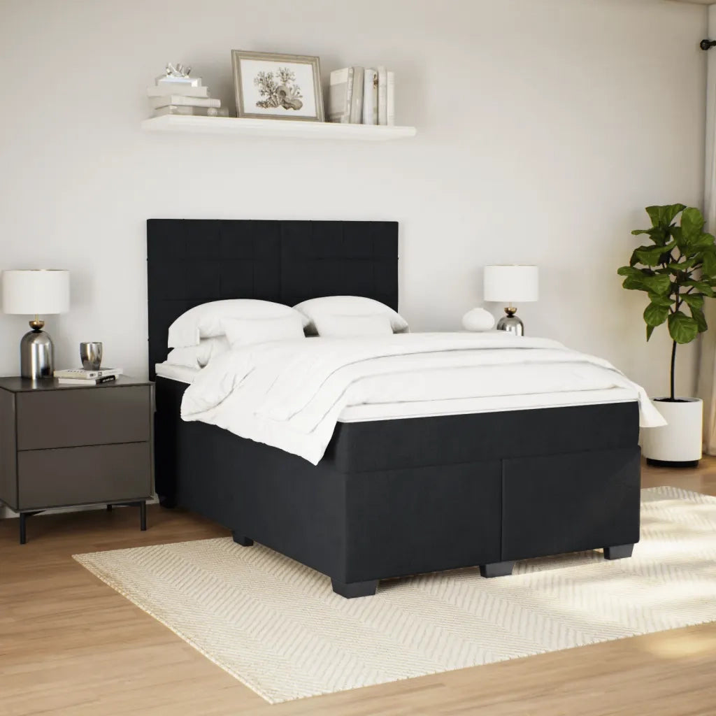 Giroletto a Molle con Materasso Nero 160x200 cm in Velluto 3290956