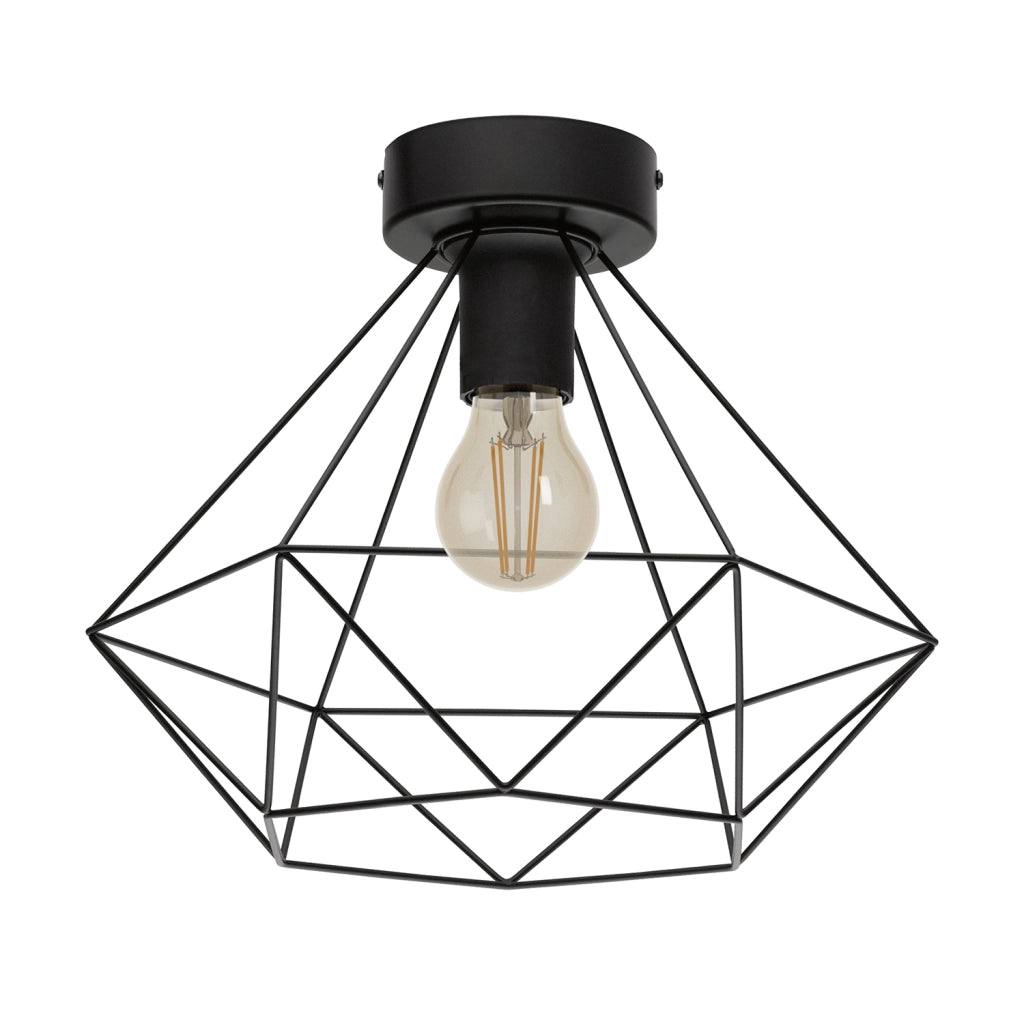 Plafoniera Vintage Tarbes Acciaio Nero 1 Luce E27