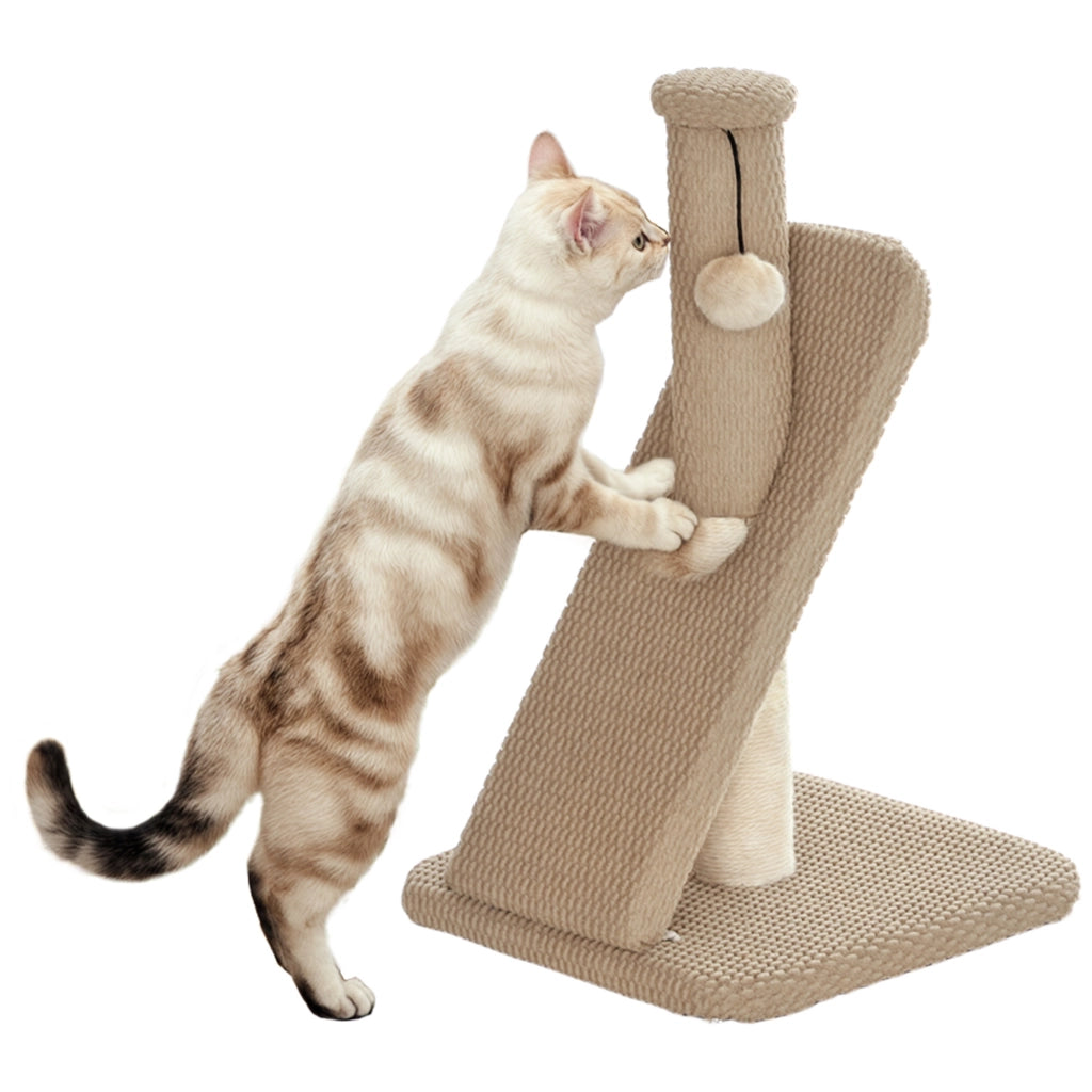 Tiragraffi per Gatti con Palla e Struttura in Sisal ¨C Minimal ¨C Marrone Chiaro 54 cm
