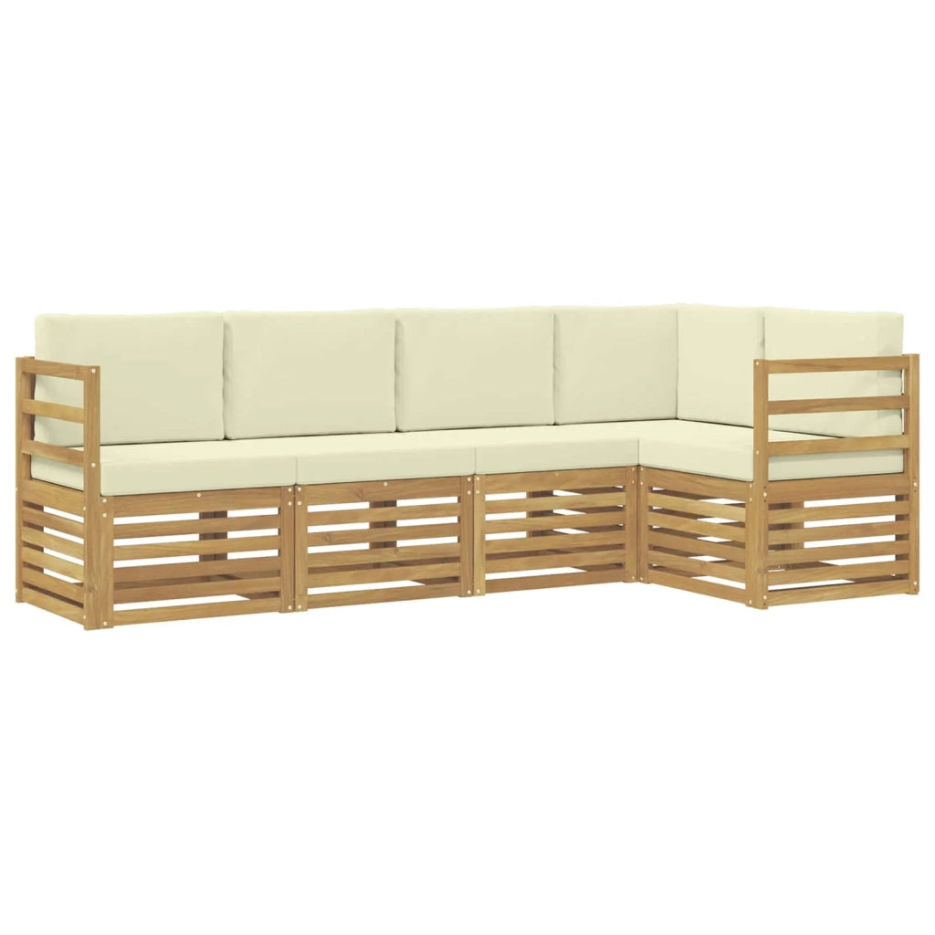 Set divano sezionale con cuscino 5 pcs Bianco e Crema 3391815