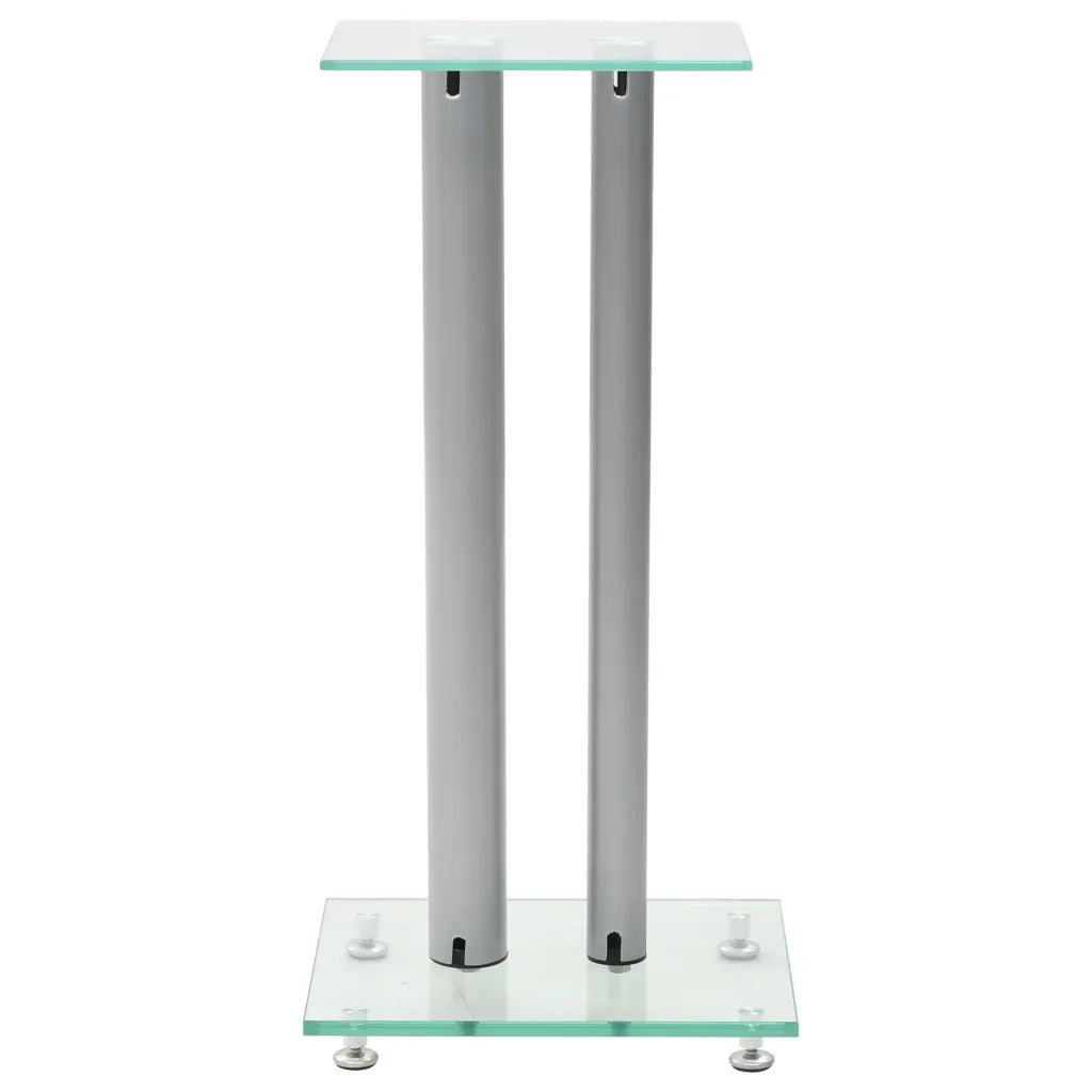 Supporti per Altoparlanti 2pz Vetro Temperato a Colonne Argento 50674