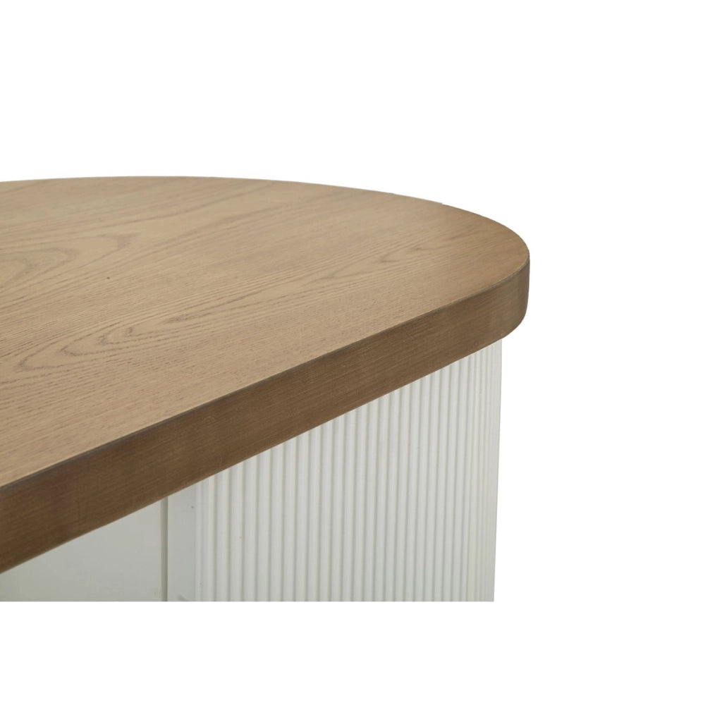 Mobile Tolosa in MDF, frassino e ferro bianco e oro 121x41x90 cm