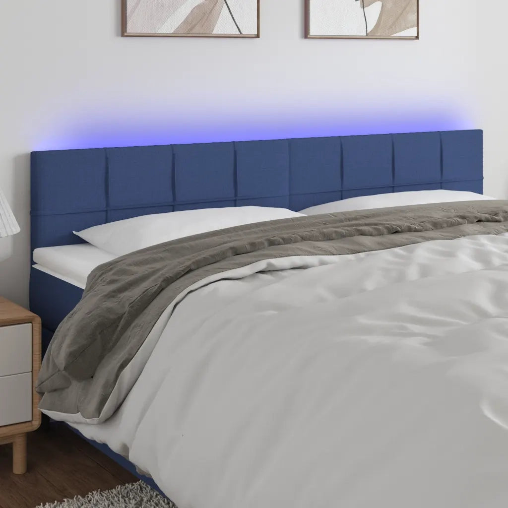 Testiera | Testata a LED Blu 180x5x78/88 cm in Tessuto