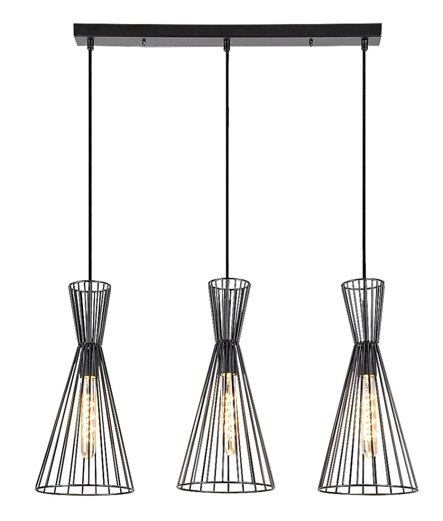 Lampada a sospensione industriale Rabalux Leandros nera 3xE27