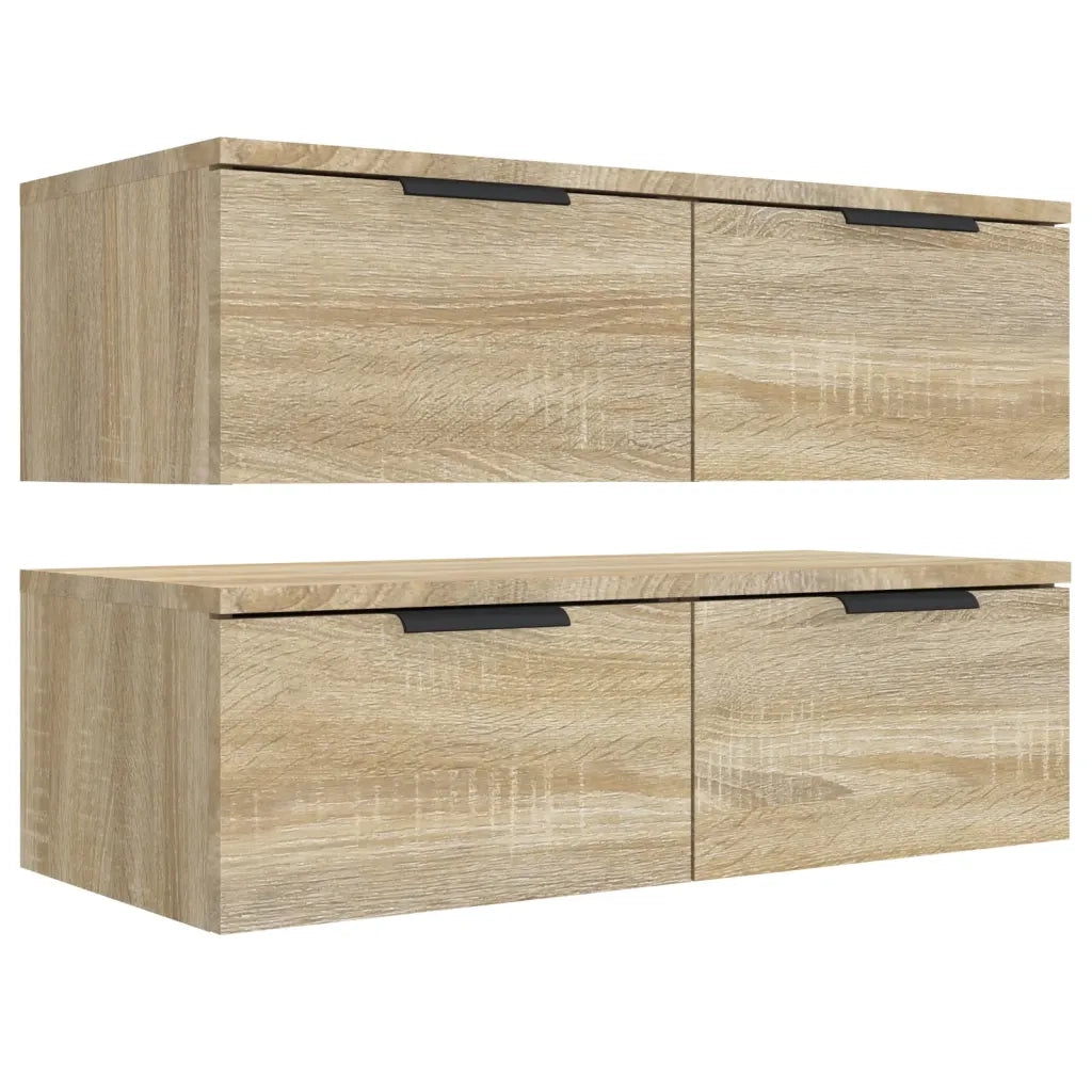 Set di 2 pensili classici da parete 68 x 30 x 20 cm con cassetti e vani portaoggetti interni in legno composito rovere Sonoma 02_0055224