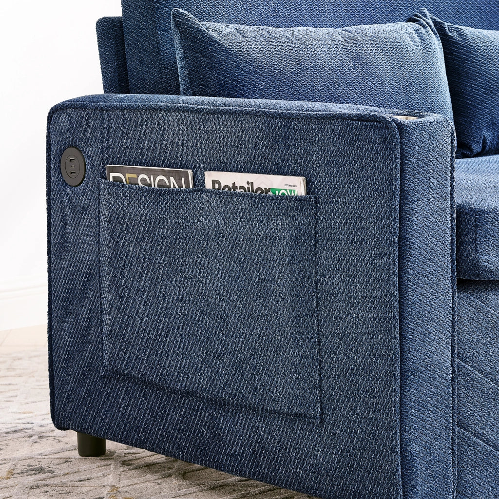 Divano Letto 2 Posti con USB ¨C Xylo ¨C Blu, Trasformabile