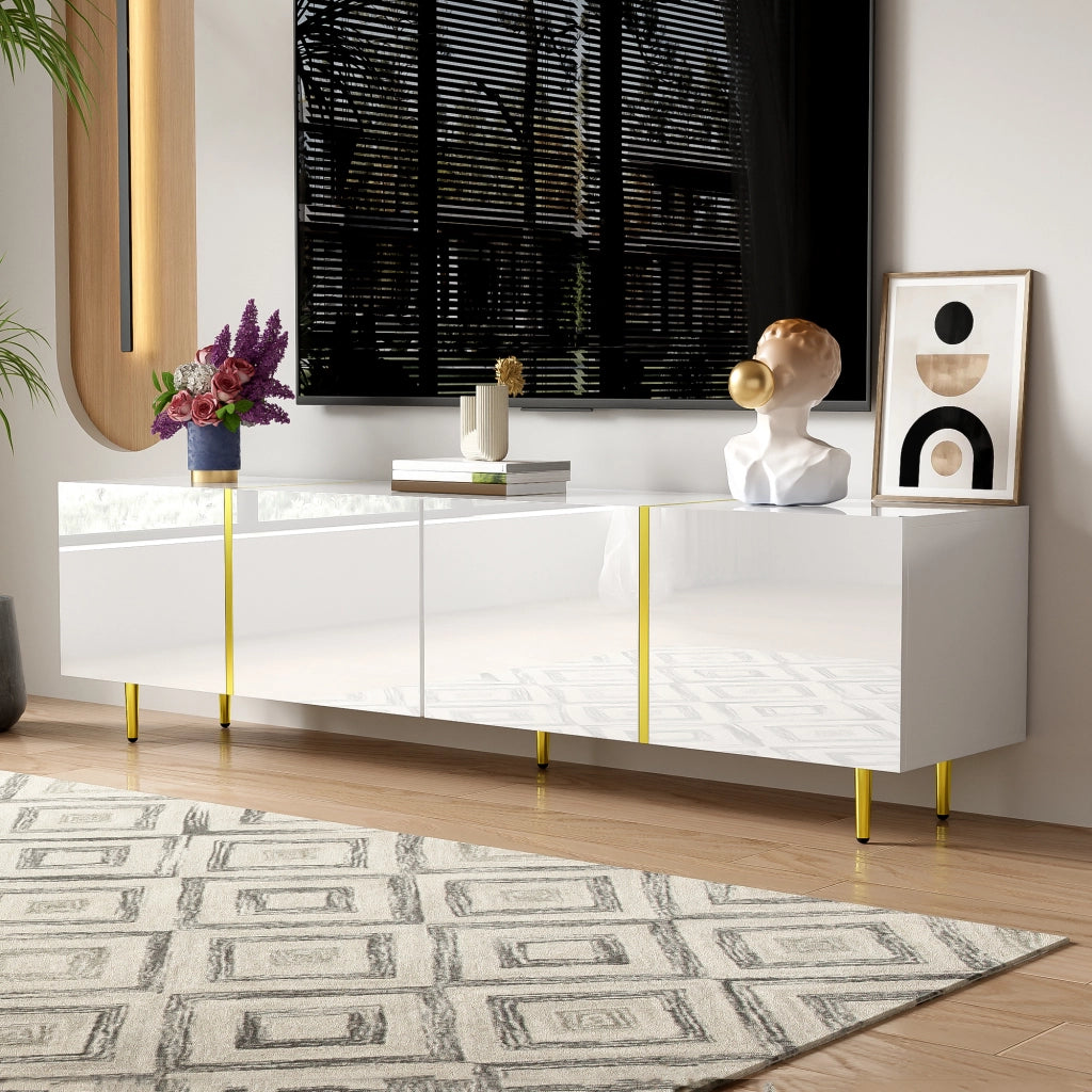 Cassettiera per TV bianca in MDF lunghezza 170 cm