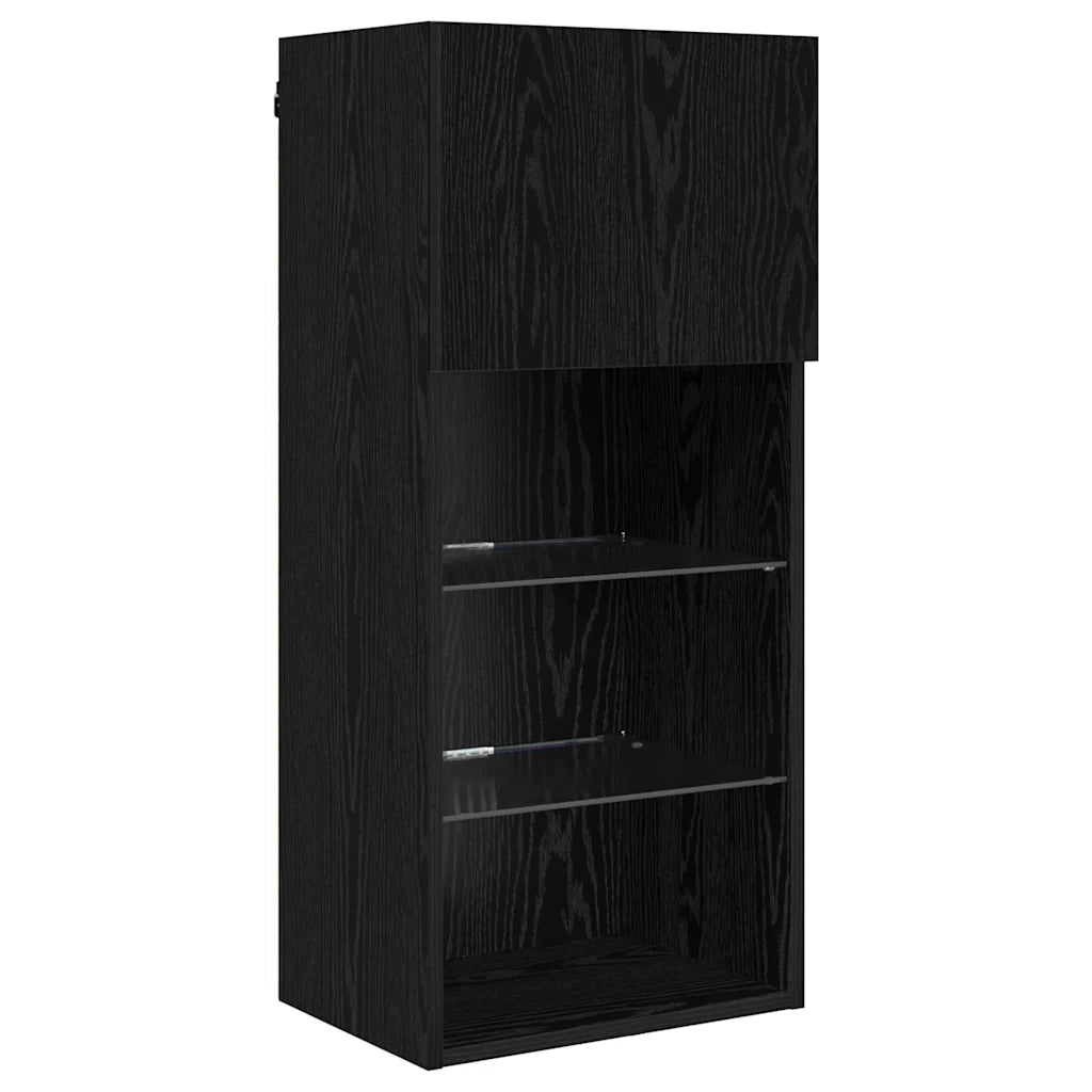Mobiletti TV a parete 2 pcs Rovere Nero 40,5 x 30 x 90 cm 882959