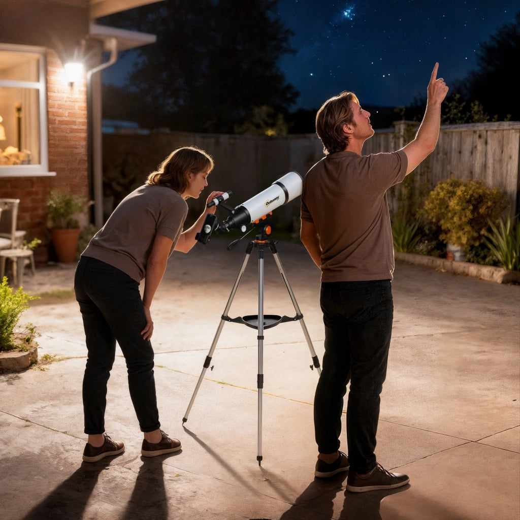 Telescopio Astronomico ¨C Xylo ¨C 80mm con Montatura AZ, 2 Oculari e Adattatore Smartphone, Bianco e Nero