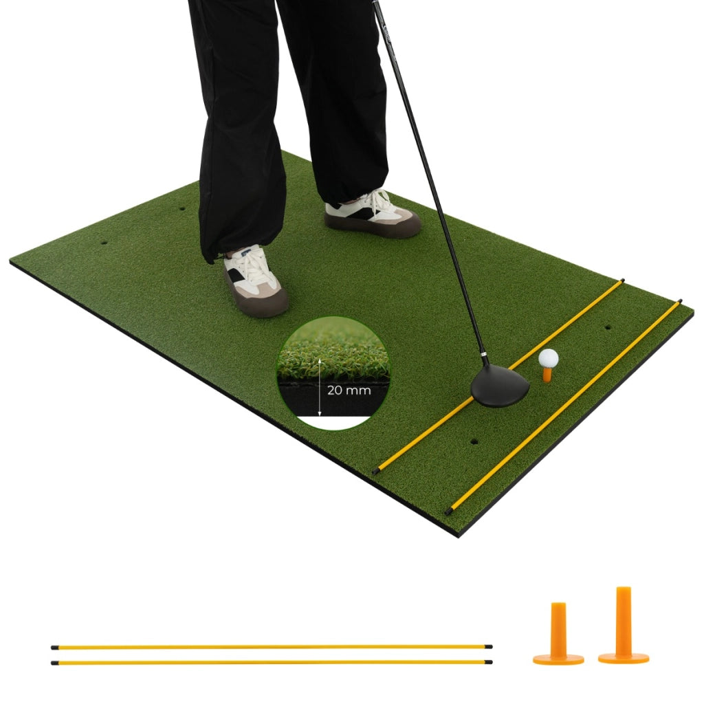 Tappeto golf con 2 punte da golf 2 aste di allineamento 6 fori preforati per le punte, Tappeto in erba sintetica 152x92x2cm