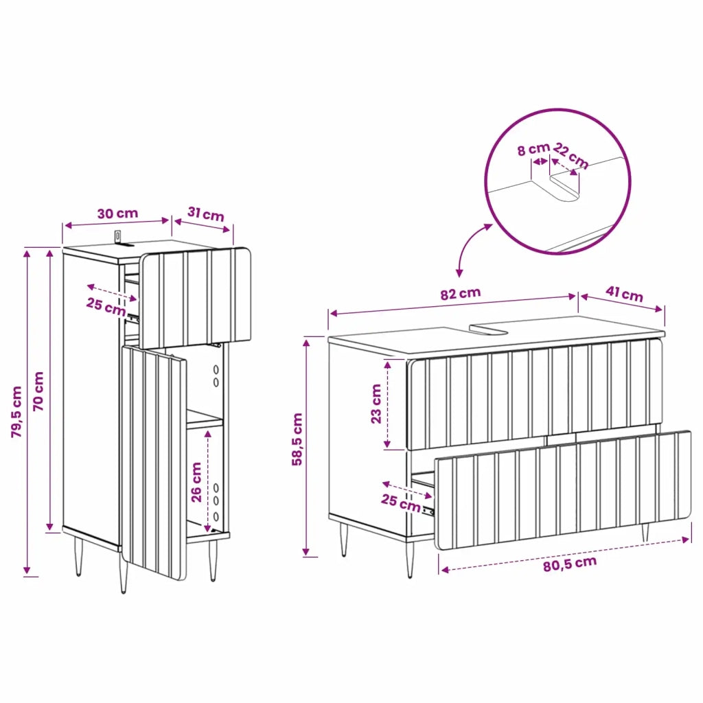 Set di Armadi da Bagno da 2 Pezzi ZWOLLE Sonoma grigio 3417681