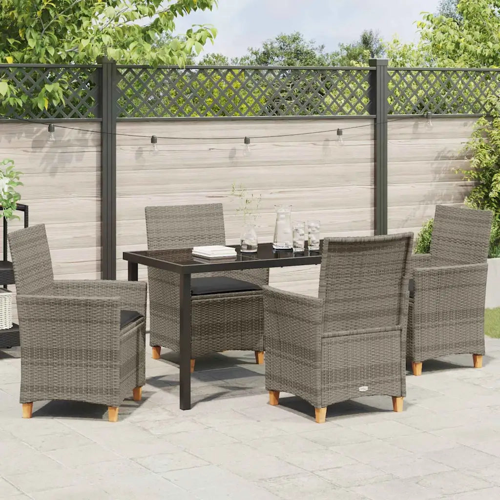 Set da Pranzo per Giardino 5 pcs Grigio polyrattan