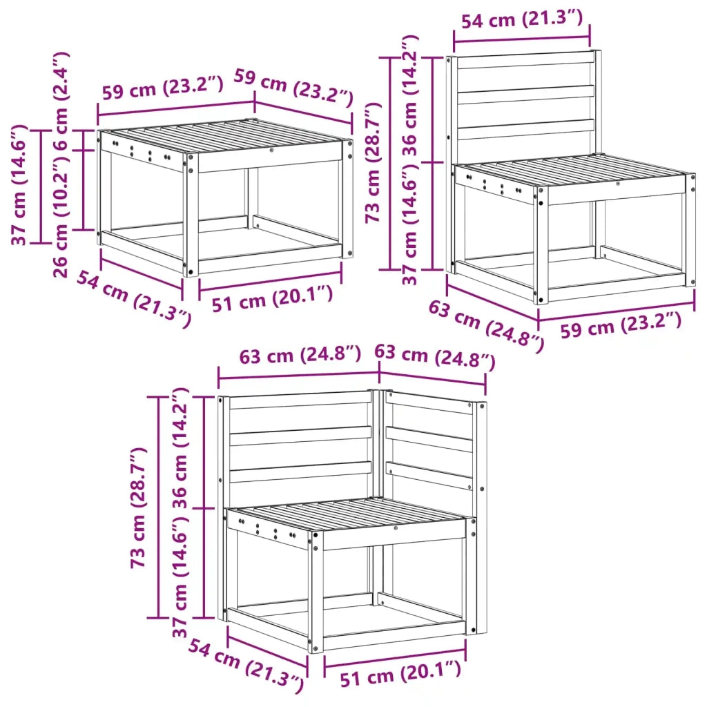 Set di divani da esterno 11 pcs Naturale