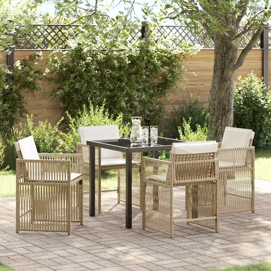 Set da Pranzo per Giardino 5 pcs Beige polyrattan