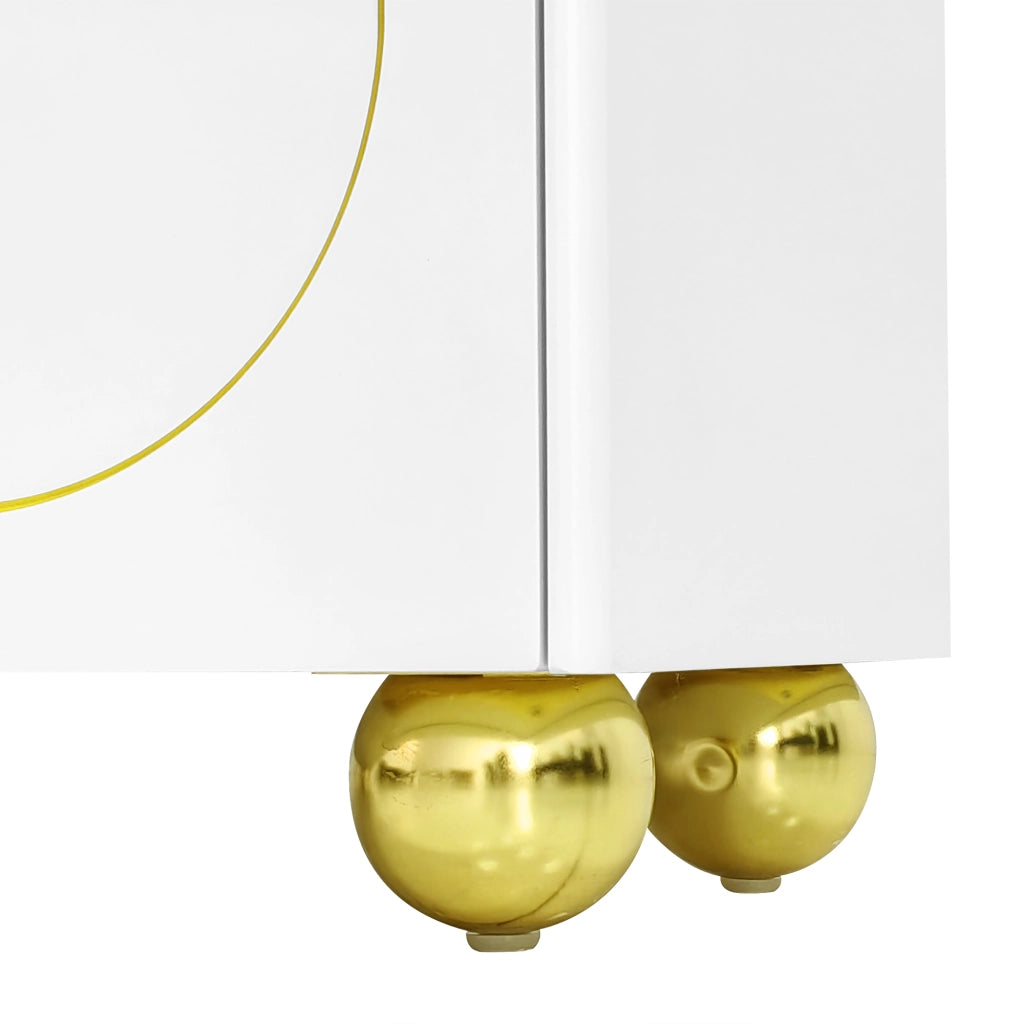 Mobile TV con Cassetti e Ante Strutturate ¨C MINIMAL ¨C Nero/Bianco, Piedini e Maniglie Dorati