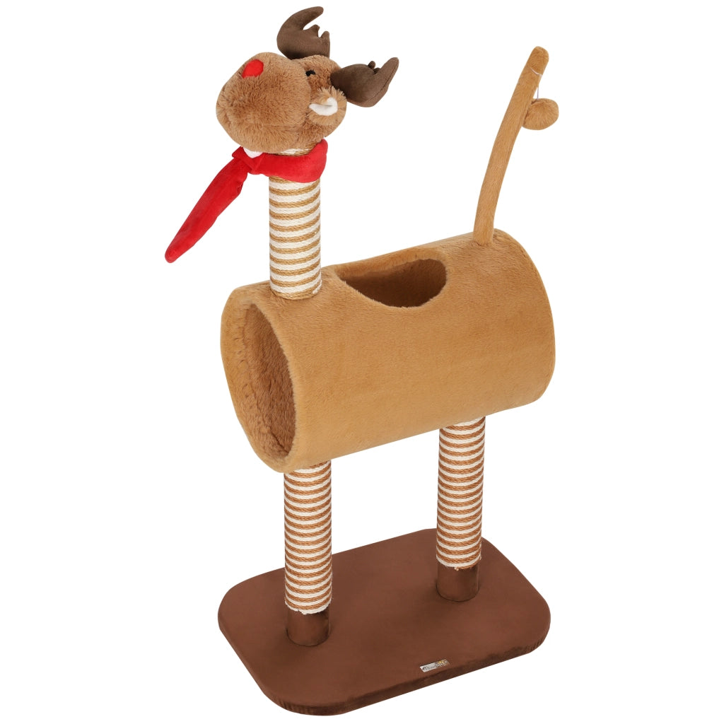 Tiragraffi 98 cm con grotta e palla gioco - Xylo - Design cervo, marrone
