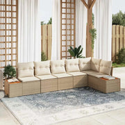 Set Divano da Giardino 6 pcs Beige e Crema Polyrattan