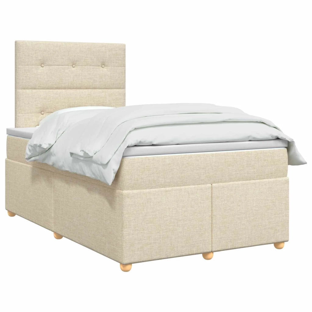 Letto box spring con materasso Crema 120 x 200 cm Tessuto 3455327