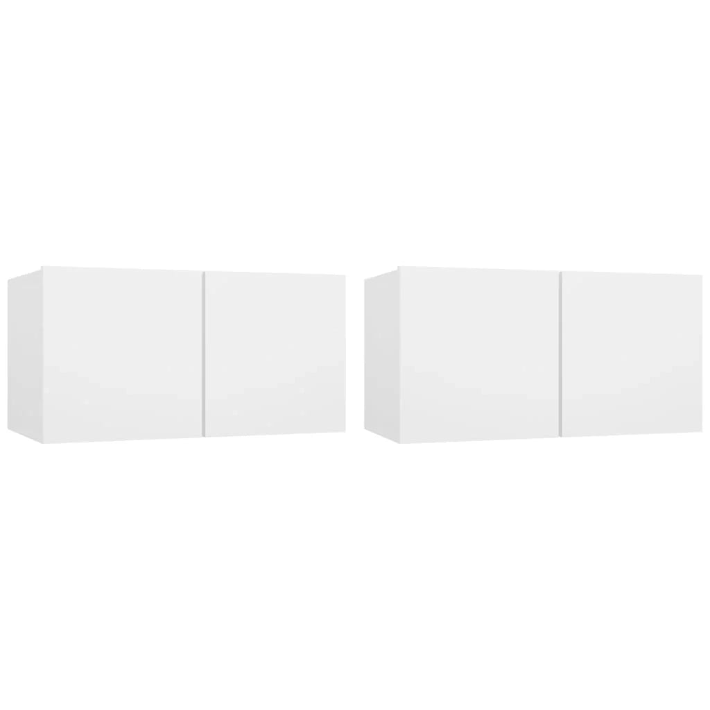 Mobile TV multimediale scaffale TV mobile TV sala da pranzo soggiorno camera da letto montaggio a parete 2 pezzi 60 x 30 x 30 cm bianco 02_0029185