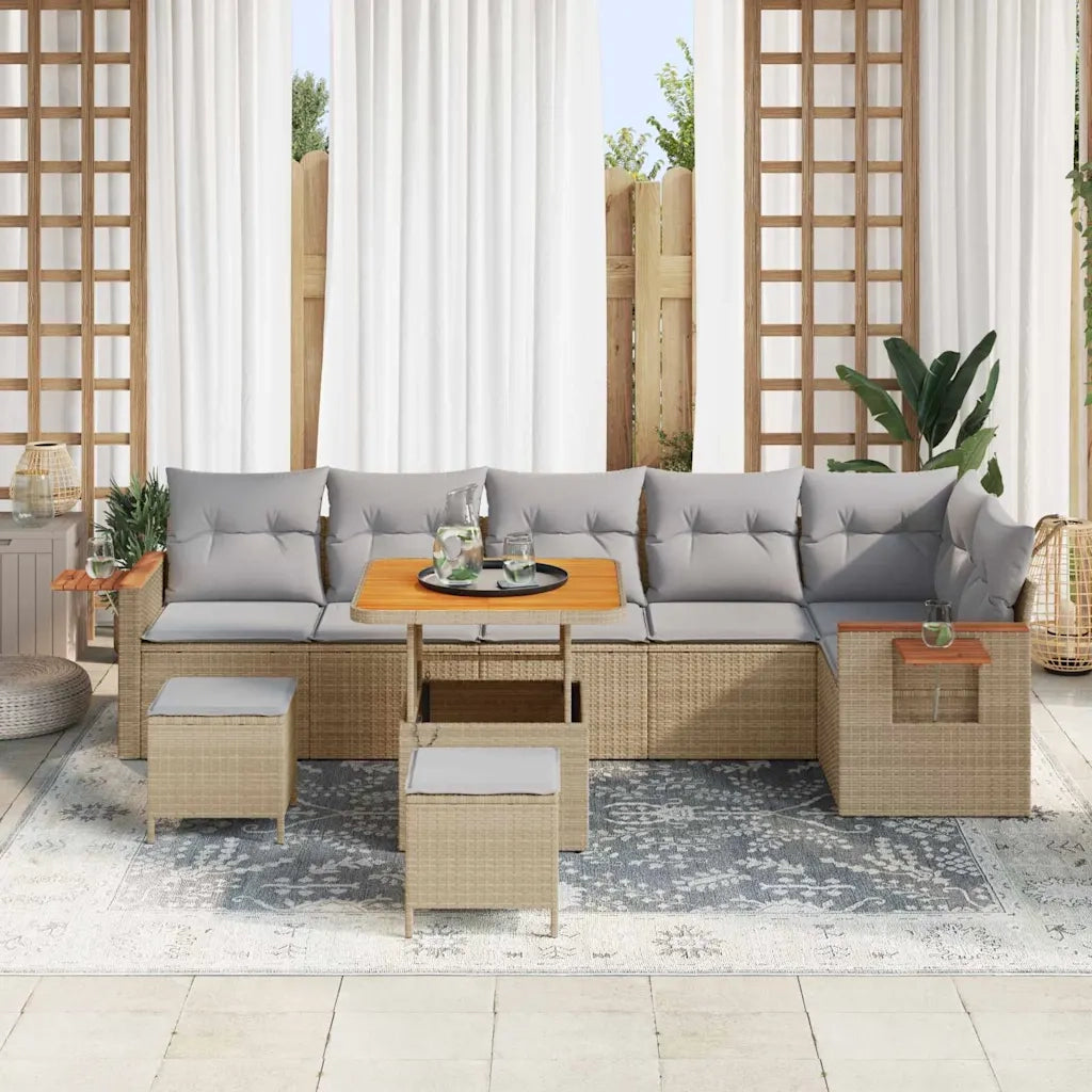Set Divano da Giardino 11 pcs Beige e Grigio Chiaro polyrattan 3365142