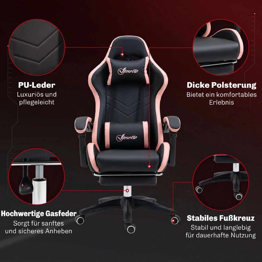 Sedia da ufficio gaming ¨C Minimal ¨C rosa e nero