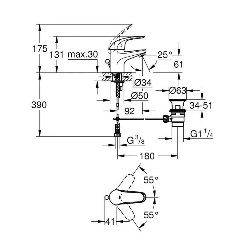 Miscelatore per lavabo grohe swift / start eco