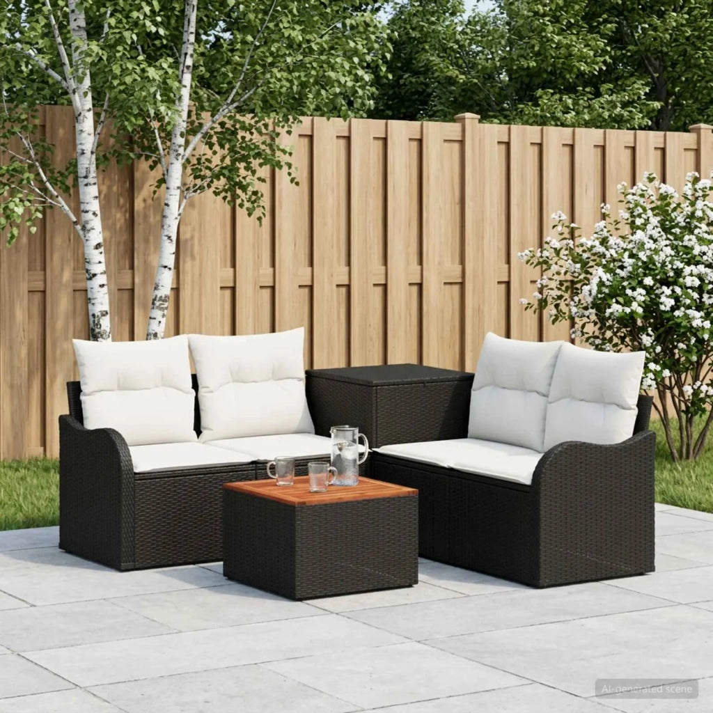 Set di divani 6 pz Nero e Bianco Crema 3447128