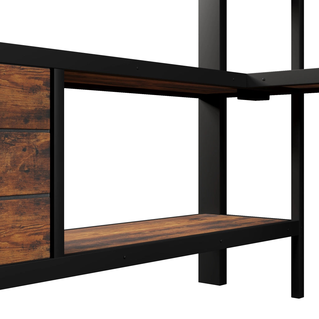 LETTO a soppalco 140x200 cm in metallo e MDF nero con scrivania