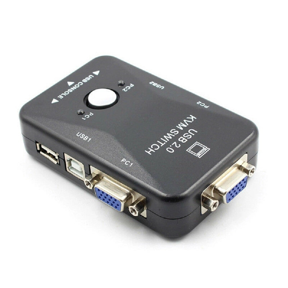Trade Shop - Kvm Switch 2 Porte Usb2.0 Per Pc Tastiera Mouse Monitor Vga Stampante Box -