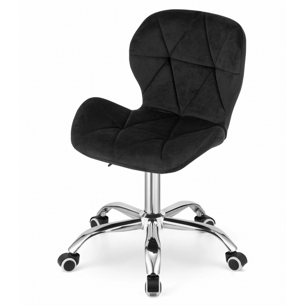 Sgabello Wesley Glamour in Velluto Nero e Oro Rosa