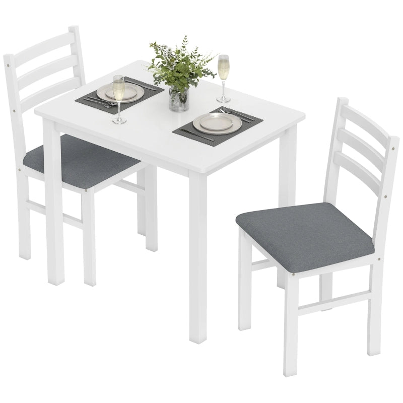TAVOLO DA PRANZO Set 3 pezzi 80x60x74,5 cm Bianco con 2 sedie