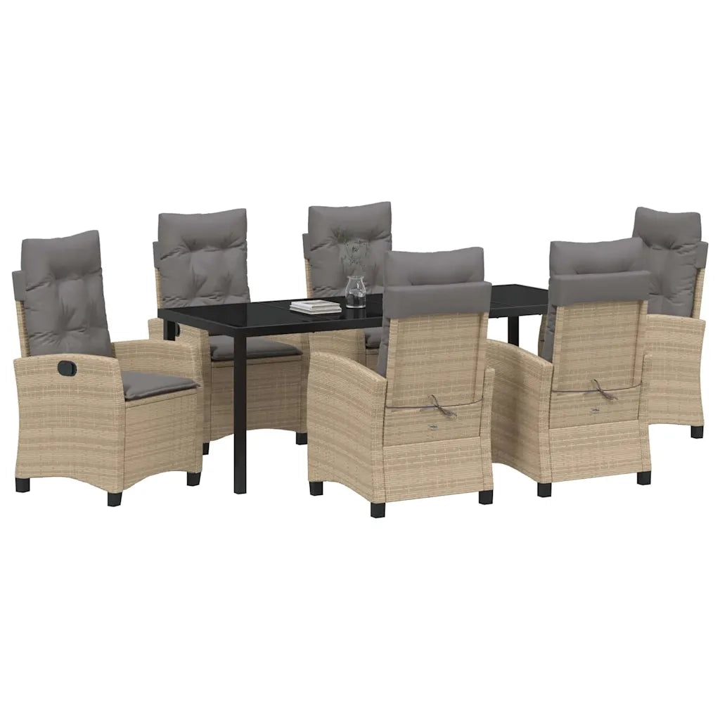 Set da Pranzo per Giardino con cuscino 7 pcs Beige polyrattan 3380405