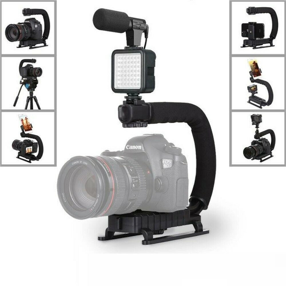 Trade Shop - Supporto Stabilizzatore Portatile Videocamera Smartphone Luce Microfono Ay-49u -