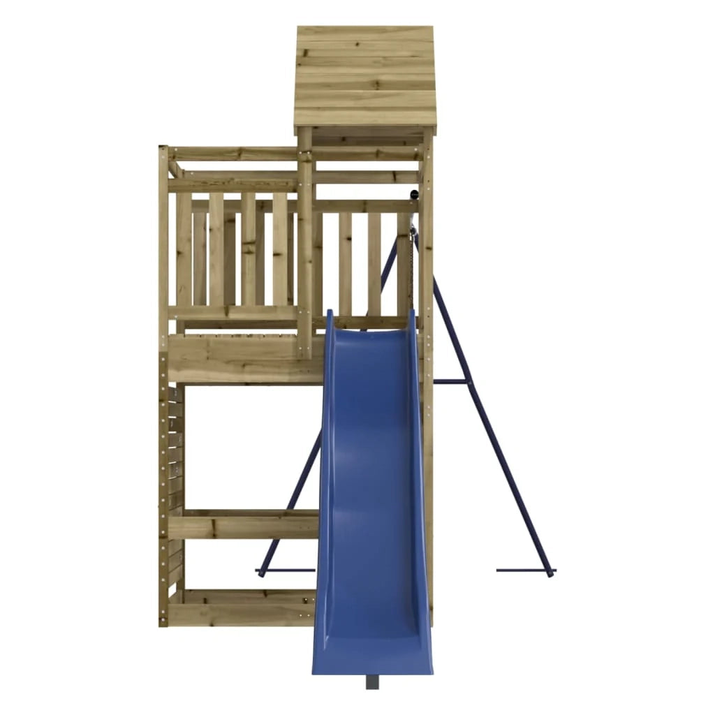Altalene per parco giochi all'aperto scivolo altalene robuste giochi da giardino 454 x 199 x 249 cm legno di pino impregnato 02_0004753