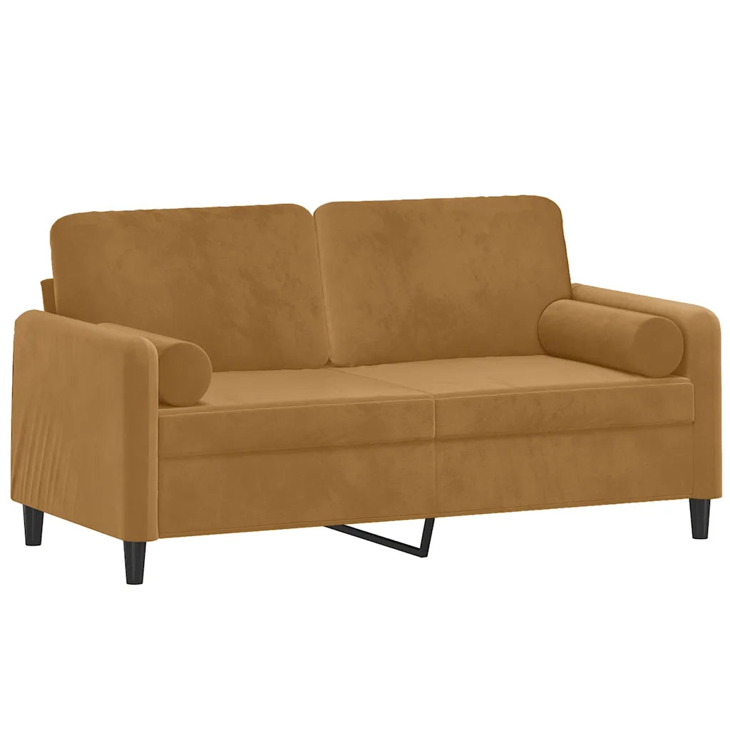 Divano | Divano da soggiorno | Sofa a 2 Posti con Cuscini Marrone 140 cm in Velluto