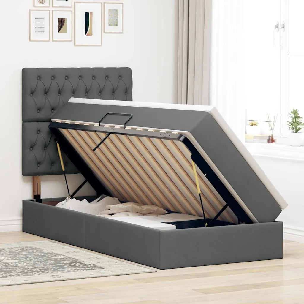 Letto con contenitore e materasso Grigio scuro 90 x 200 cm 3371818
