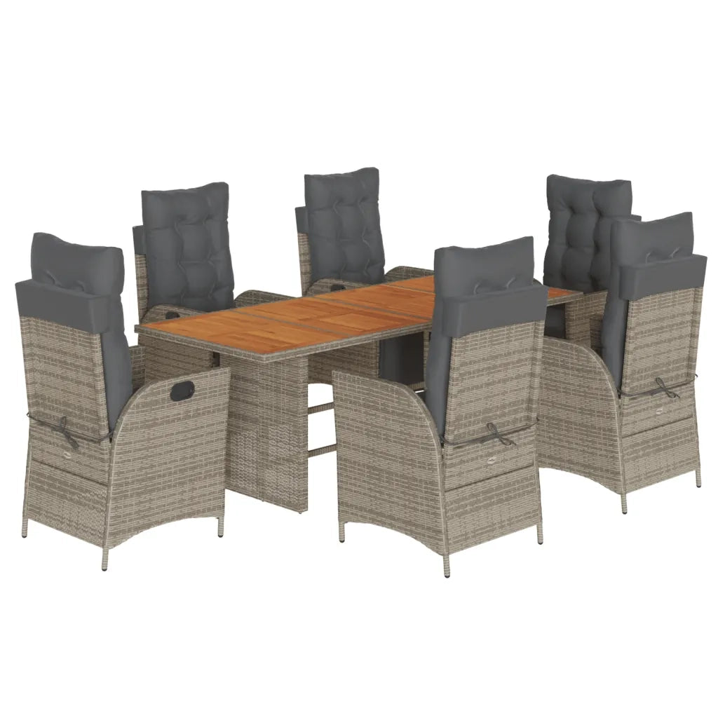 Set da Pranzo da Giardino 7 pz con Cuscini in Polyrattan Grigio 3213370
