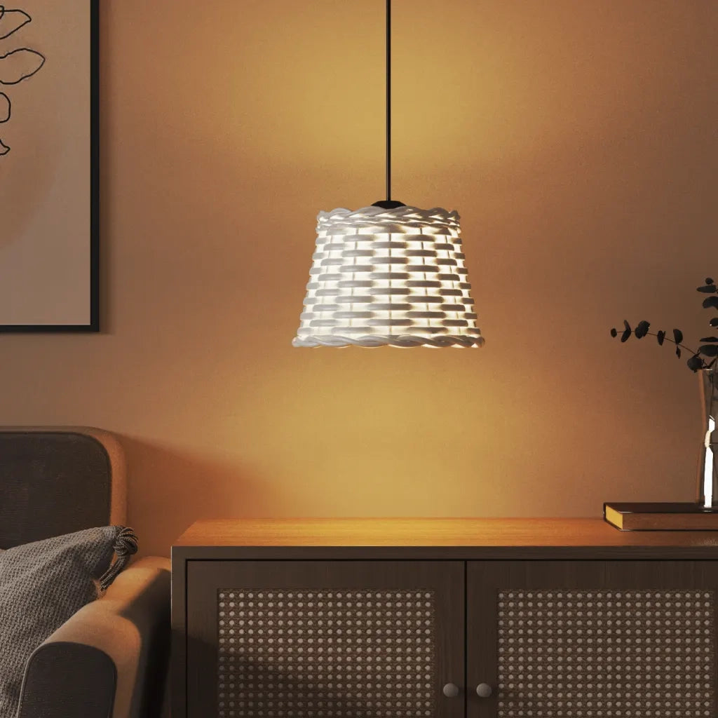 Paralume da Soffitto Bianco Ø20x15 cm in Vimini 364365