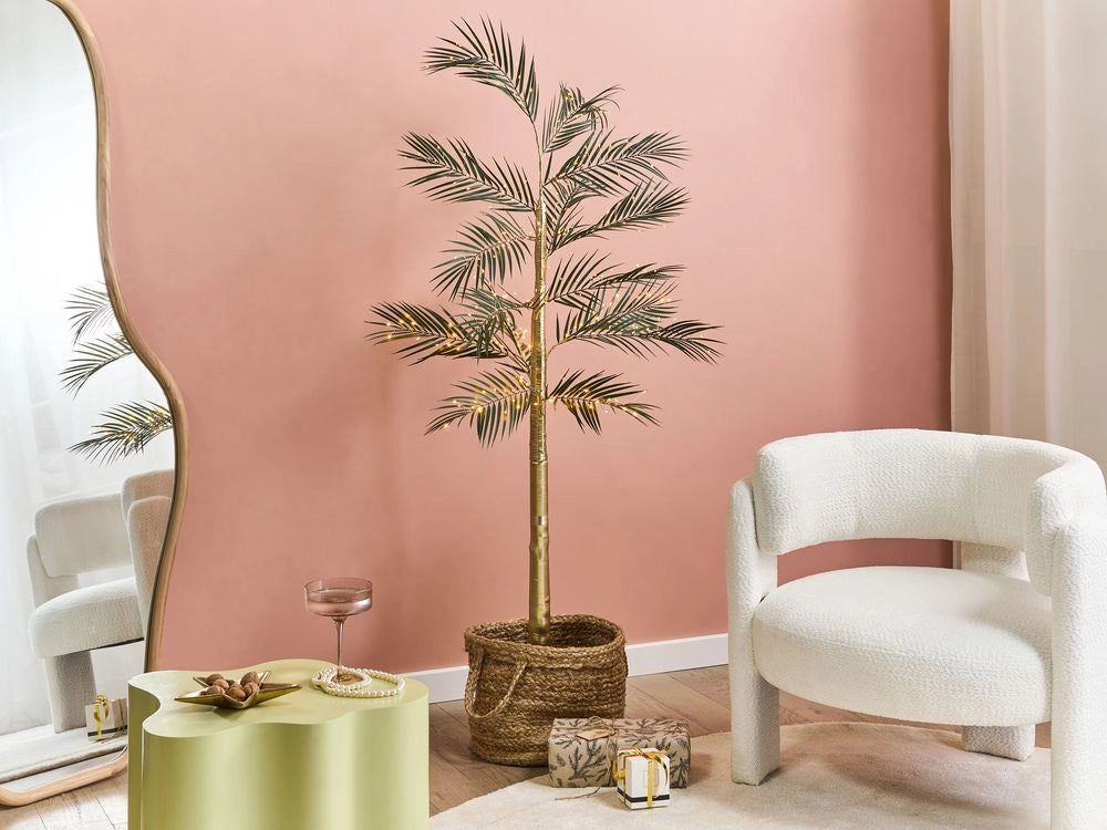 Palma artificiale da esterno e interno con luci LED preilluminate in stile scandinavo PE 175 cm oro