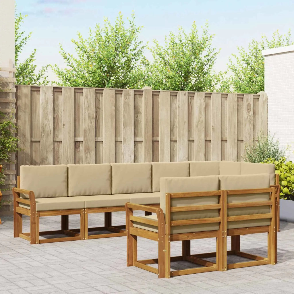 Set di divani da esterno con cuscino 8 pcs Naturale e Beige 3366571