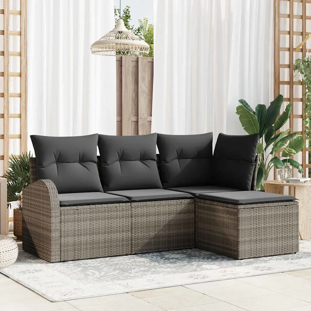 Set Divano da Giardino Grigio polyrattan 3345989