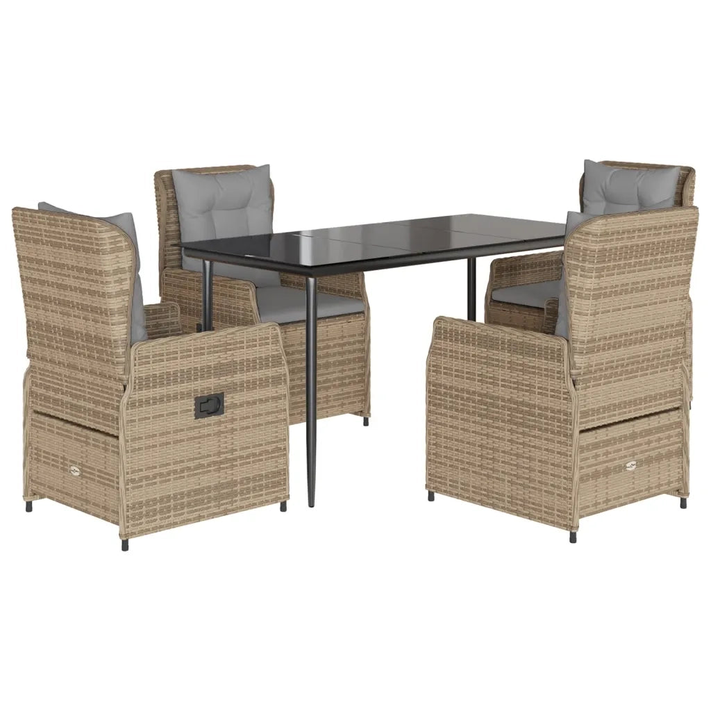 Set da Pranzo da Giardino 5 pz con Cuscini Beige in Polyrattan 3262870