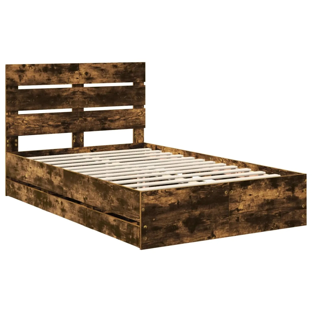 Struttura del letto con cassetto Rovere fumé 135 x 190 cm 3411841