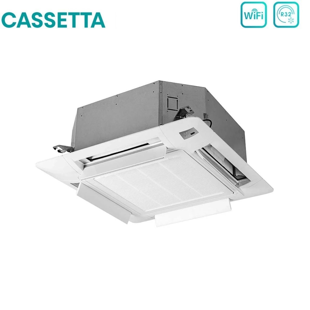 Climatizzatore Condizionatore Hisense Dual Split Inverter a Cassetta 18+18 con 4AMW81U4RJC R-32 Wi-Fi Optional 18000+18000 con Telecomando e Pannello Incluso