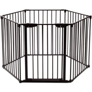 Recinto pieghevole 6 pezzi Cancelleto di sicurezza in ferro 380x75cm Nero